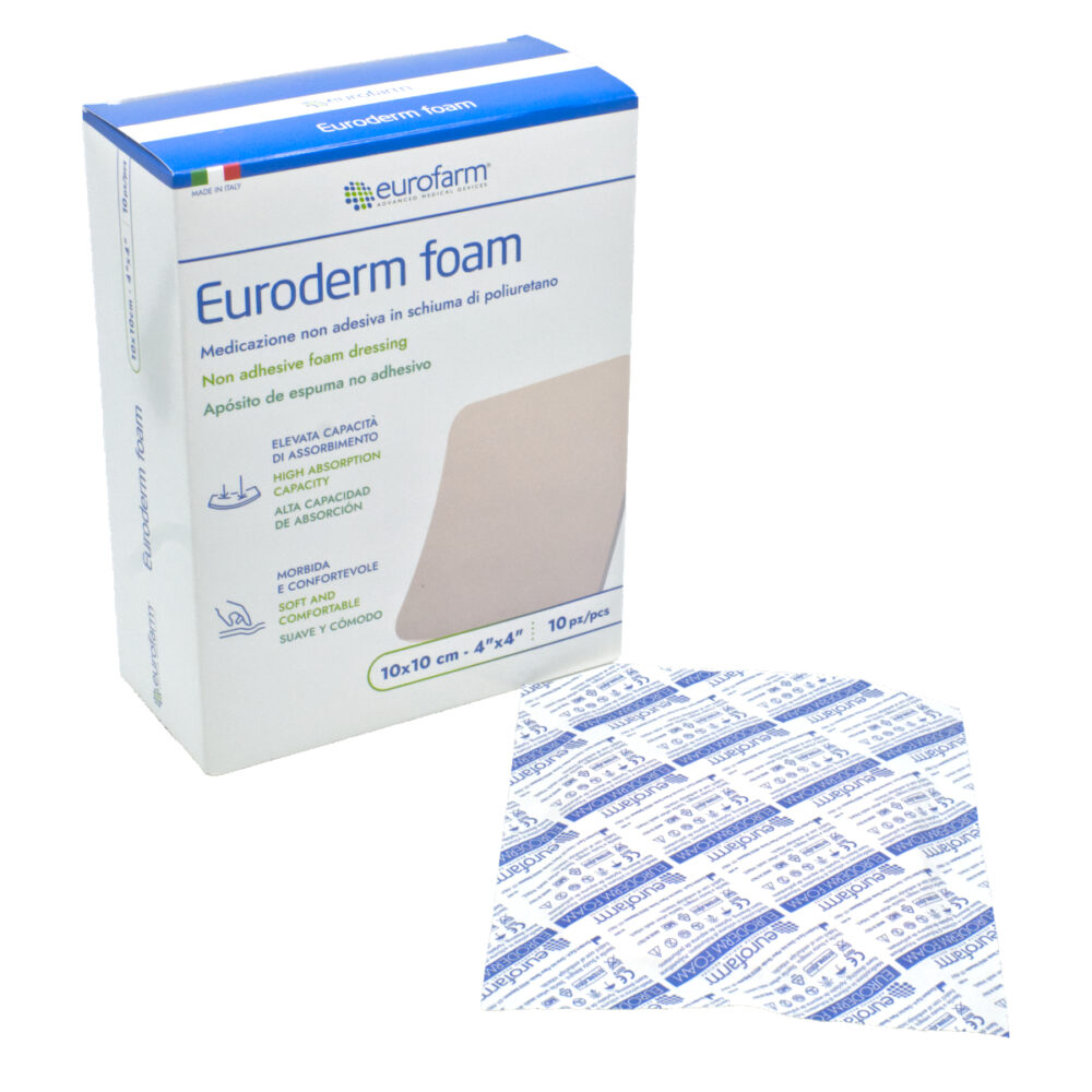 意大利 Euroderm Foam 泡棉無黏性傷口敷料 - 10 x 10cm (盒裝：10片) [DE13]【意大利製造】